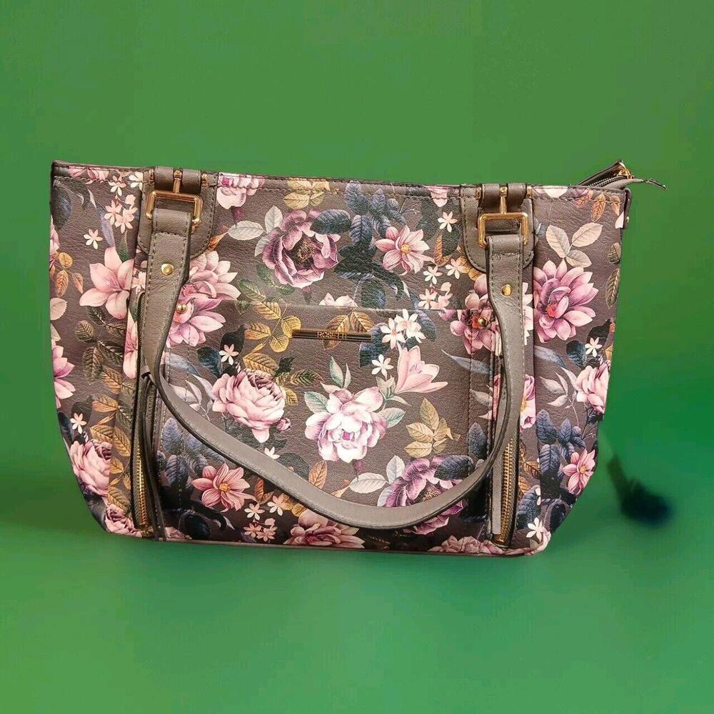 Rosetti Nicole Tote Bag Rose Excellent Condition Leather Grey